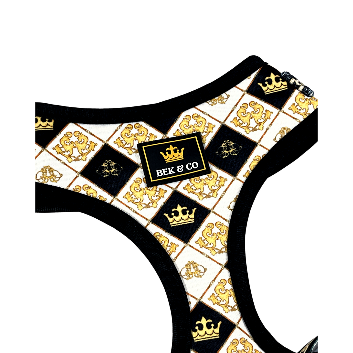 Royal Adjustable French Bulldog Harness close up of logo