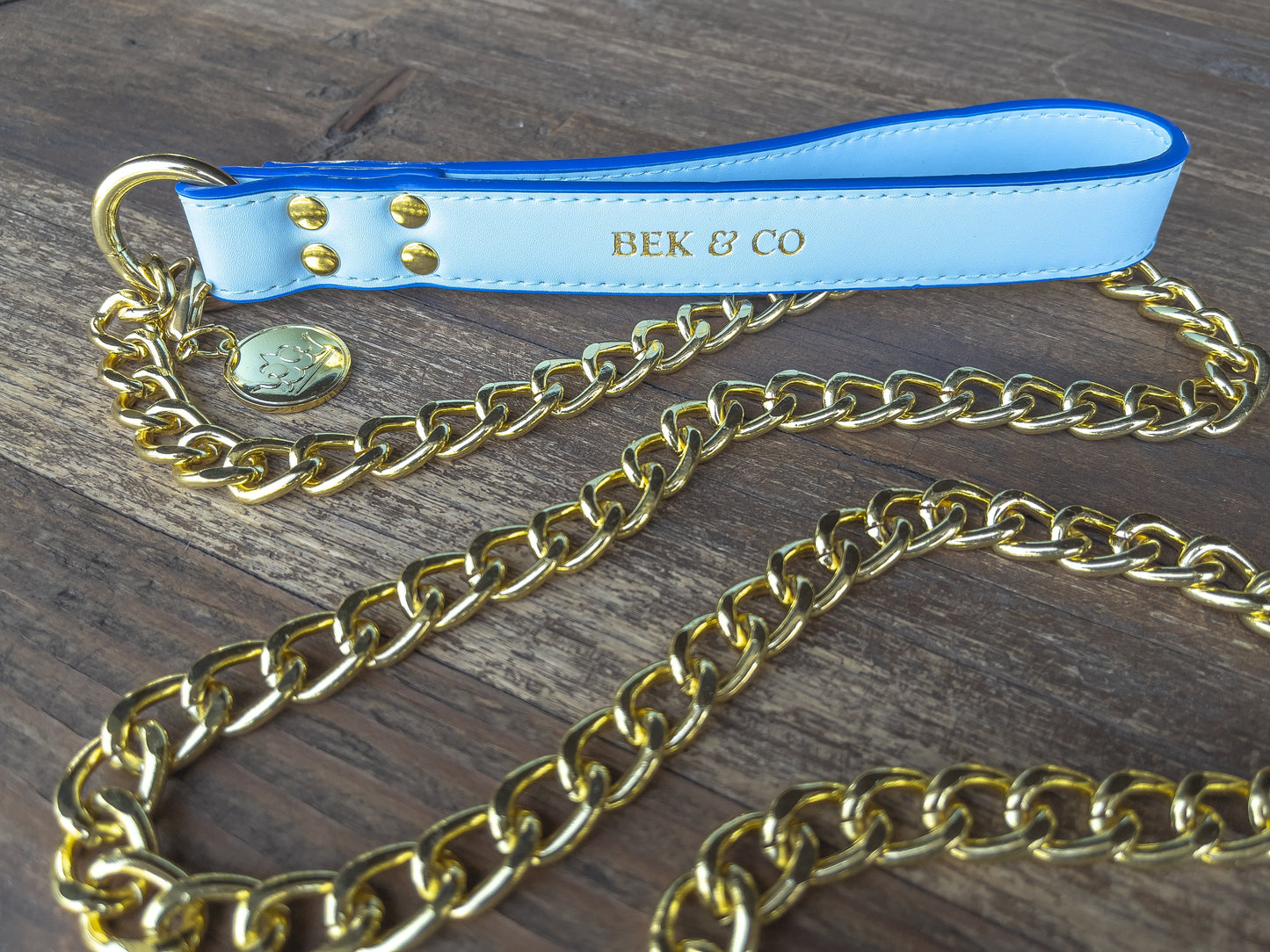 Original Blue Gold Chain Dog Leash