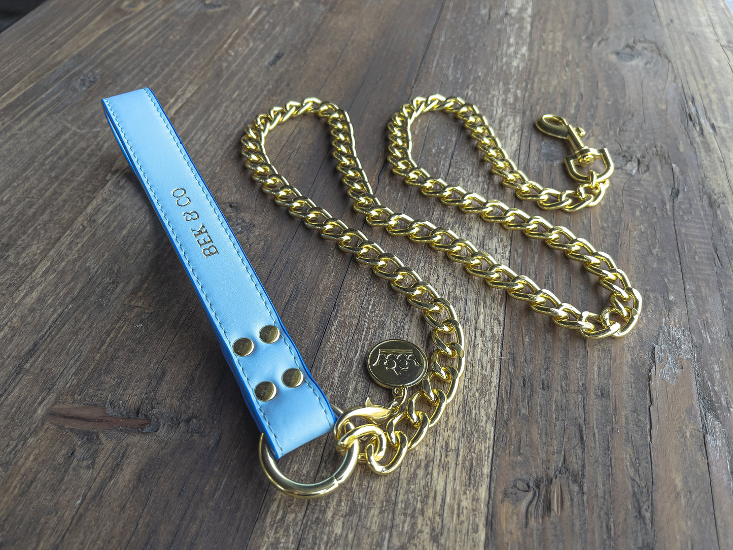 Original Blue Gold Chain Dog Leash