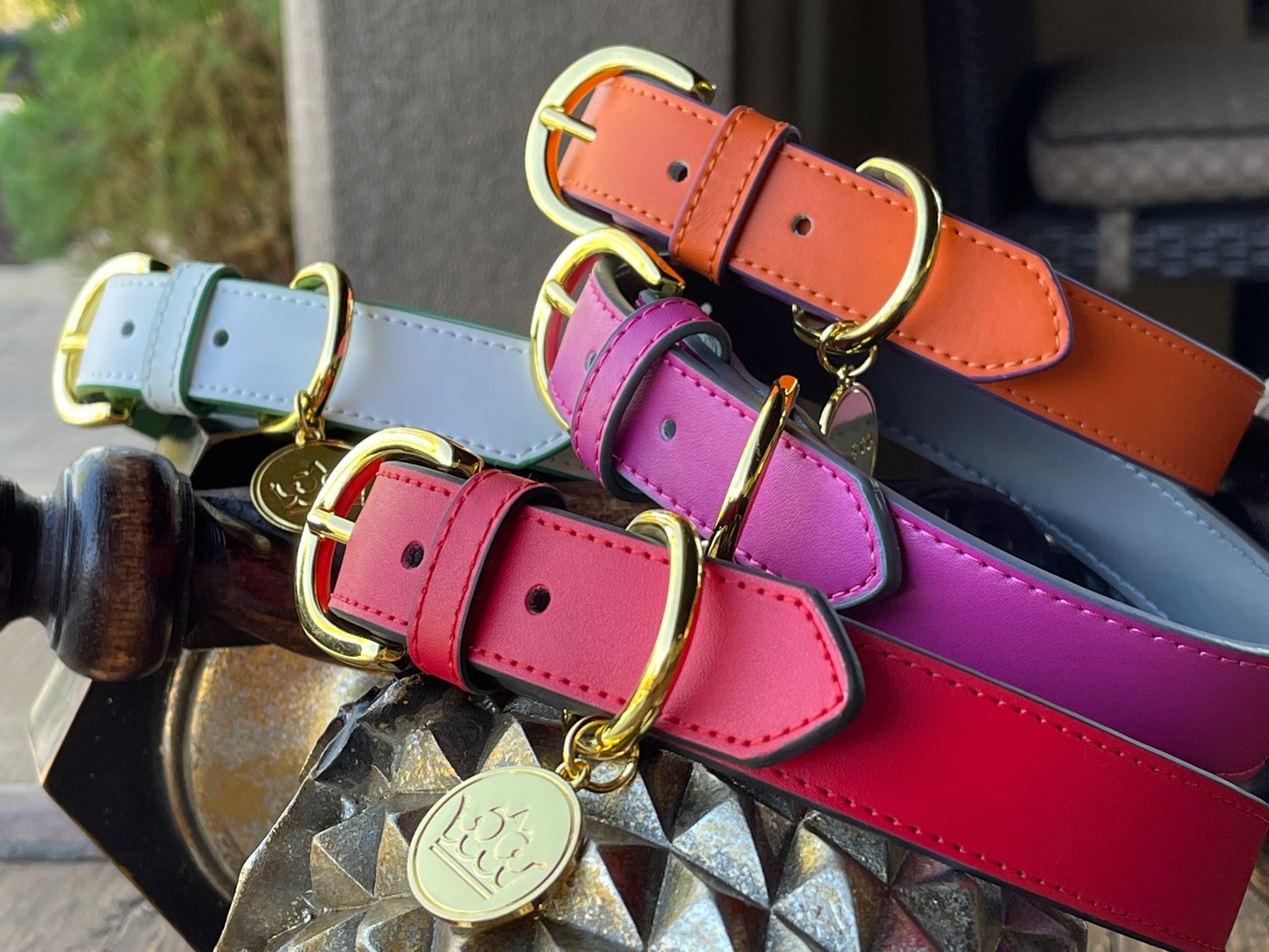 Bek & Co leather Frenchie collar color options