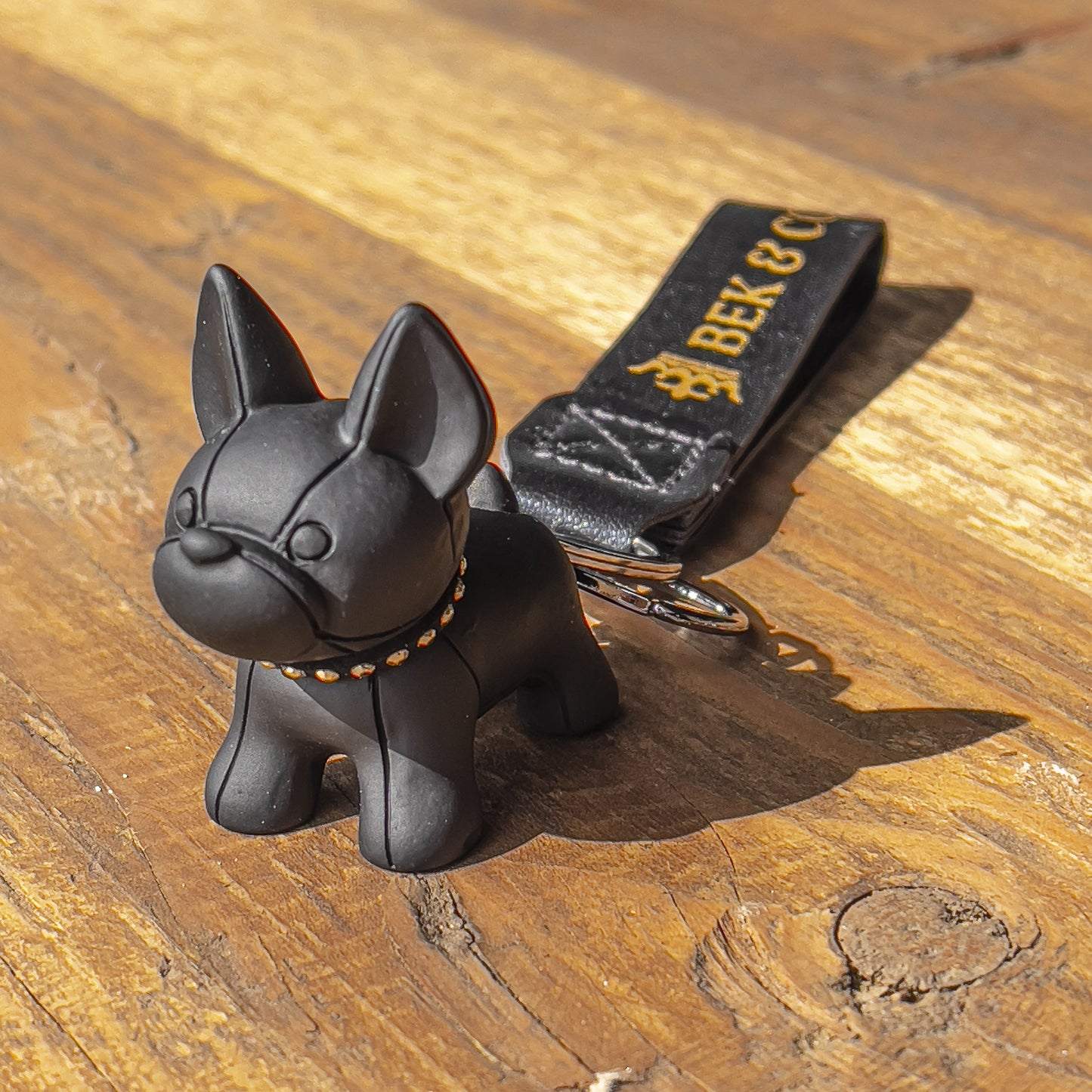 French Bulldog Keychain PU Leather, Black | Frenchie Shop
