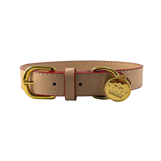 tan leather frenchie collar from Bek & Co
