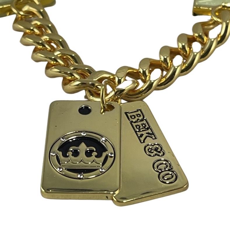 Gold Dog Tag Bling Chain