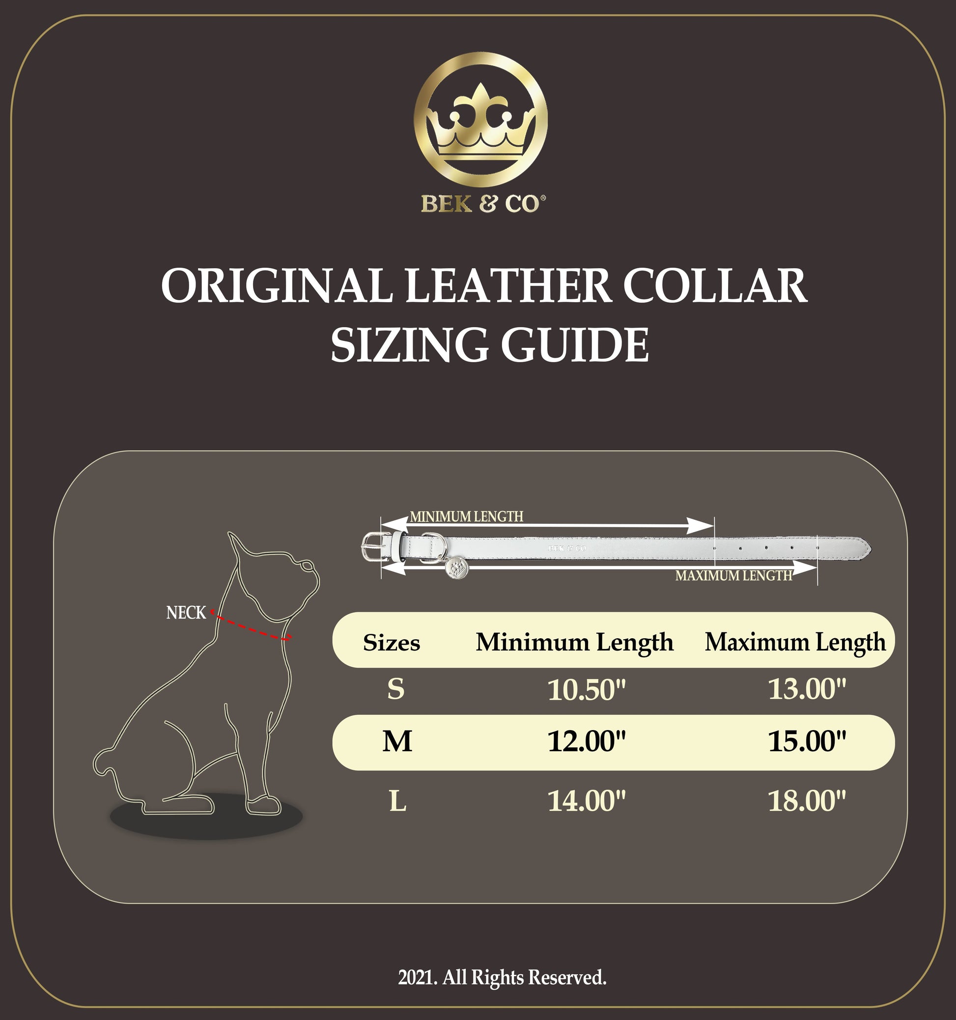 leather collar sizing guide for French bulldogs