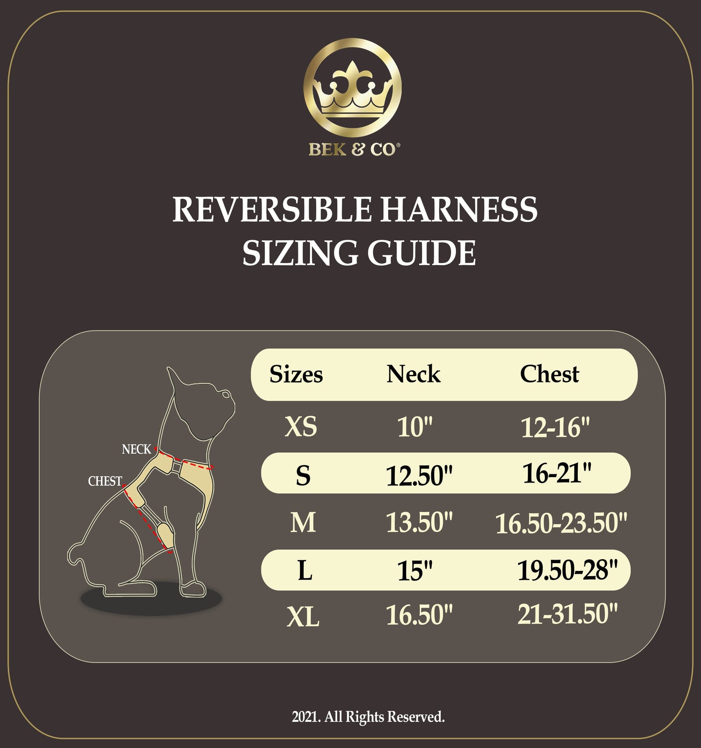Frenchie harness sizing guide info graphic
