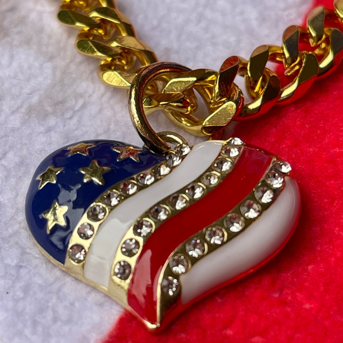 Stars and Stripes Heart Bling Charm