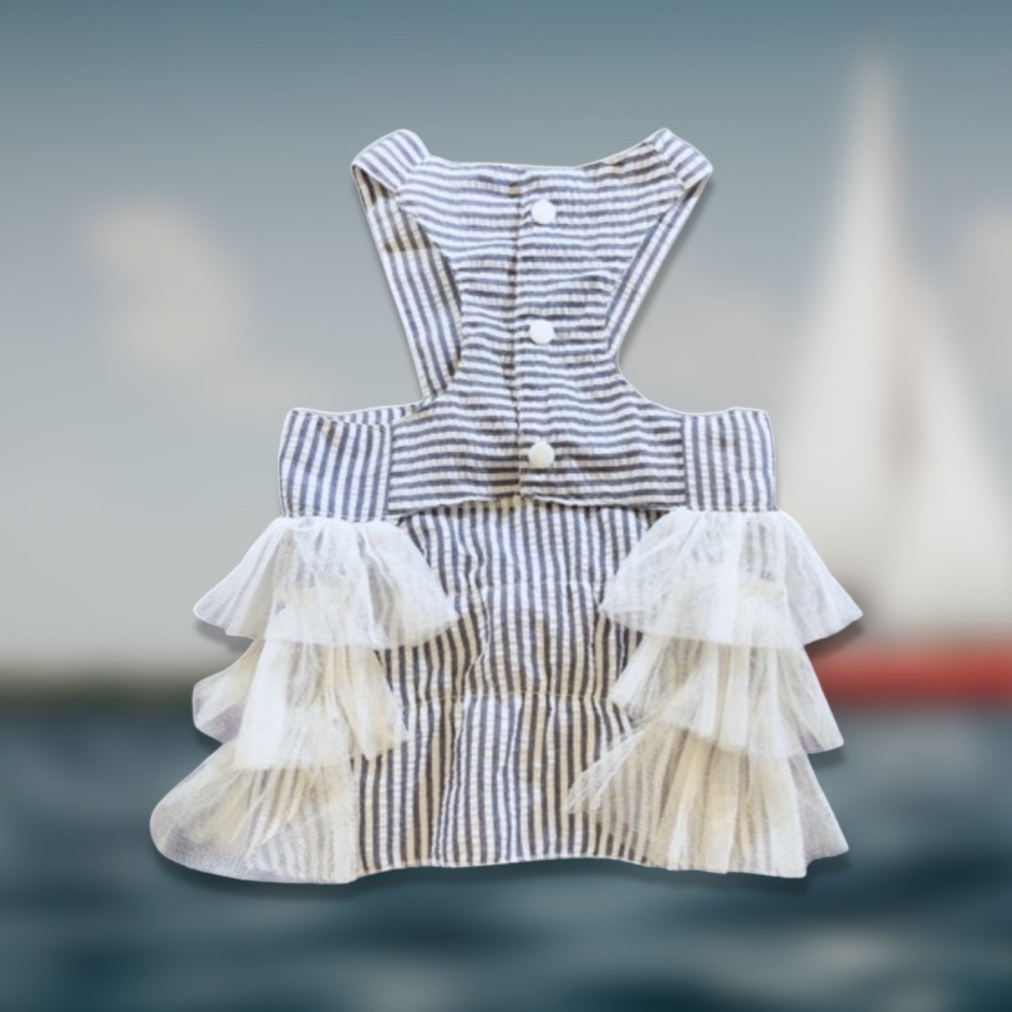 Pin striped ruffle dress