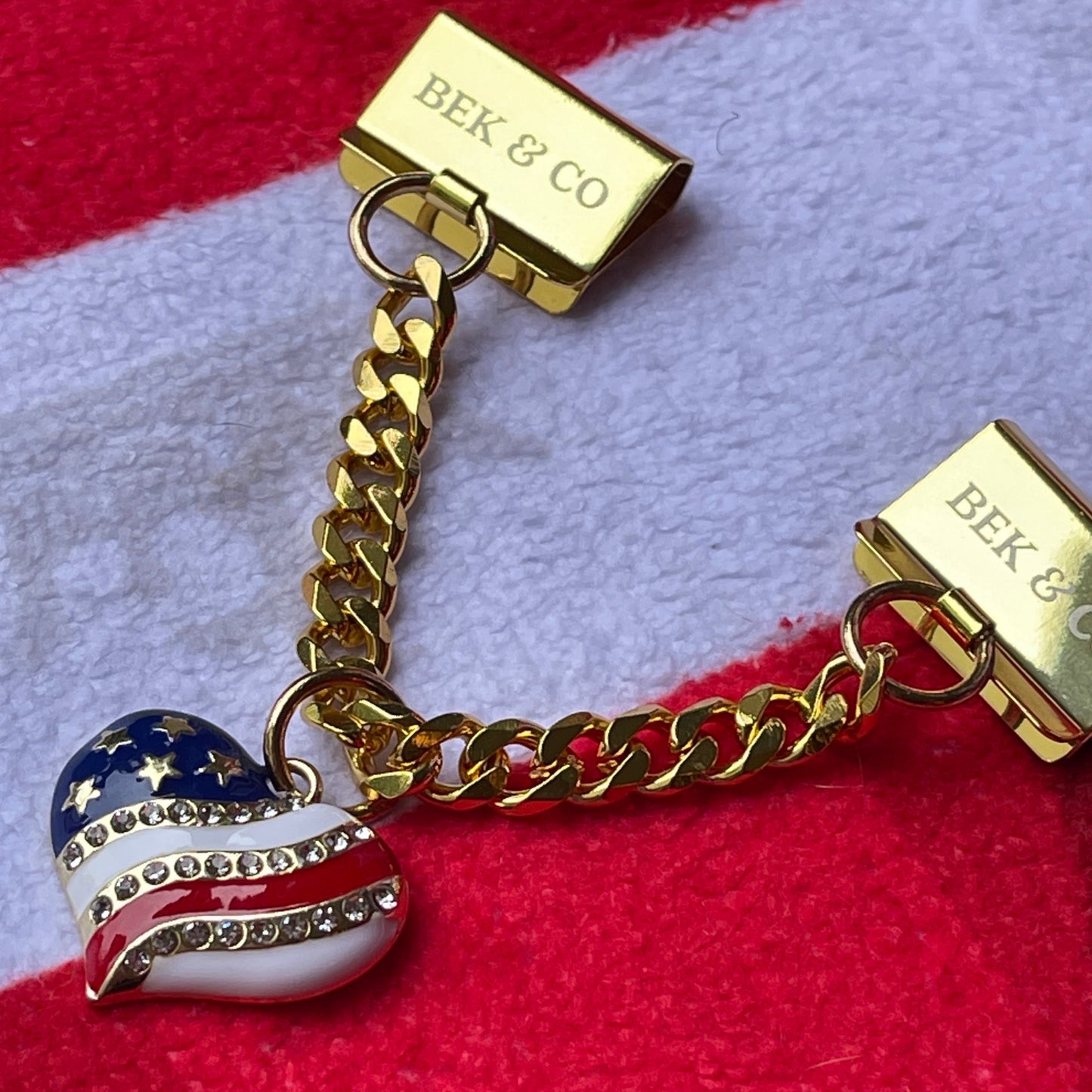 Stars and Stripes Heart Bling Charm